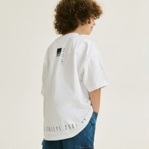 Reserved - Oversized tričko s plastickým potiskem - Bílá