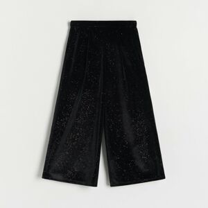 Reserved - Kalhoty culottes s metalickou nití - Černý
