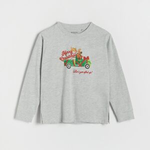 Reserved - Vánoční oversize tričko s dlouhým rukávem - Světle šedá