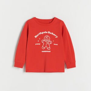 Reserved - Vánoční tričko s dlouhými rukávy a aplikací - Červená