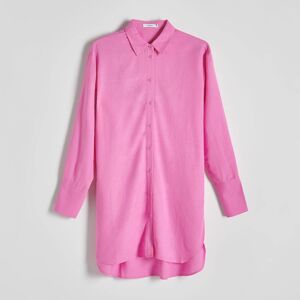 Reserved - Dlouhá košile s vysokým podílem viskózy - Růžová