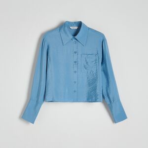 Reserved - Košile z lesklé látky - Modrá