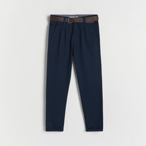 Reserved - Chino kalhoty s páskem - Tmavomodrá