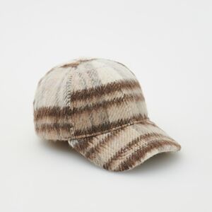 Reserved - Kostkovaná čepice s kšiltem - Béžová