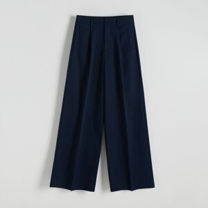 Reserved - Kalhoty se širokými nohavicemi - Tmavomodrá