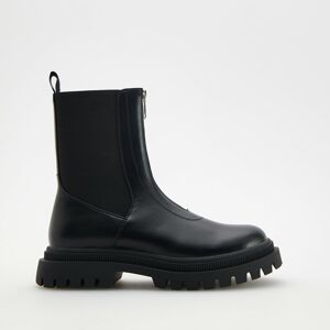 Reserved - Kotníkové boty s ozdobným zipem - Černý