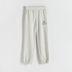 Reserved - Teplákové kalhoty s výšivkou - Světle šedá