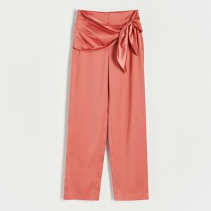 Reserved - Kalhoty s vázáním - Růžová
