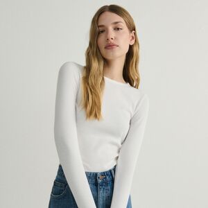 Reserved - Bavlněné tričko s dlouhými rukávy - Bílá