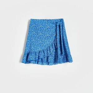 Reserved - Mini sukně s volánovým lemem - Modrá