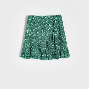 Reserved - Mini sukně s volánovým lemem - Zelená