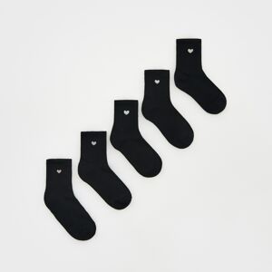 Reserved - Sada 5 párů ponožek s vysokým podílem bavlny - Černý