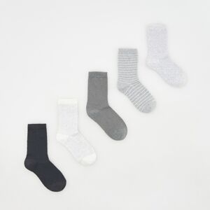 Reserved - Sada 5 párů ponožek s vysokým podílem bavlny - Šedá
