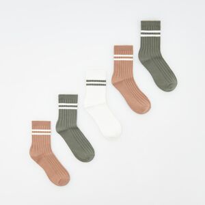 Reserved - Sada 5 párů ponožek s vysokým podílem bavlny - Khaki