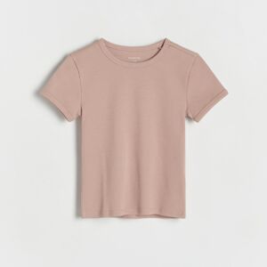 Reserved - Bavlněný T-shirt s proužky - Růžová