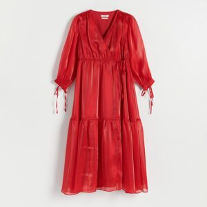 Reserved - Zavinovací šaty s vázáním - Červená