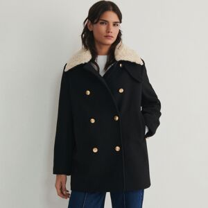 Reserved - Krátký kabát s vlnou - Černý