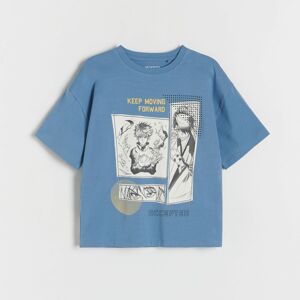 Reserved - Bavlněné tričko s potiskem - Modrá