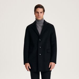Reserved - Jednořadý kabát s vlnou - Černý