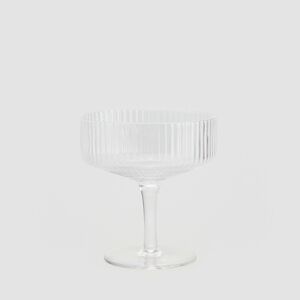 Reserved - Rýhovaná sklenice na šampaňské - Bílá