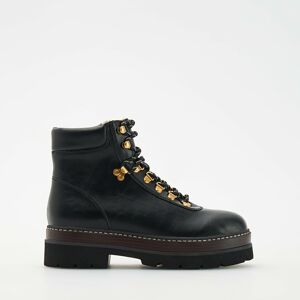 Reserved - Kotníkové boty s vázačkou - Černý