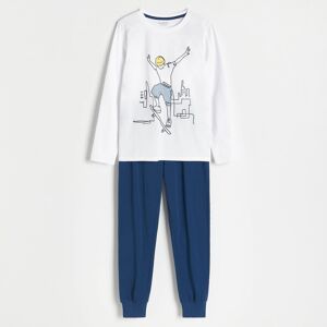 Reserved - Dvoudílná pyžamová souprava s potiskem - Bílá