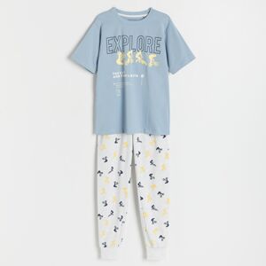 Reserved - Dvoudílná pyžamová souprava s potiskem - Modrá