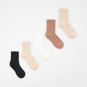 Reserved - Sada 5 párů ponožek s vysokým podílem bavlny - Béžová