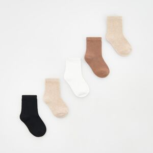 Reserved - Sada 5 párů ponožek s vysokým podílem bavlny - Béžová