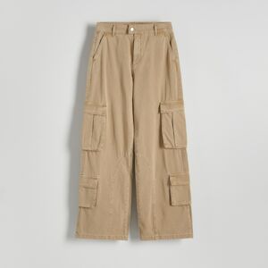Reserved - Kalhoty s širokými nohavicemi - Béžová