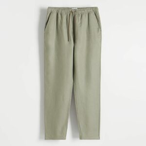Reserved - Lněné kalhoty joggers - Khaki