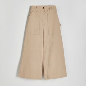Reserved - Kalhoty se širokými nohavicemi - Béžová