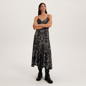 Reserved - Saténové šaty s květinovým potiskem - Vícebarevná