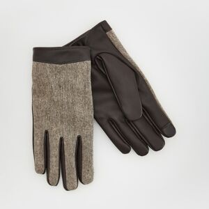 Reserved - Kožené rukavice s texturou - Hnědá