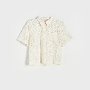 Reserved - Krajková košile s vysokým podílem organické bavlny - Krémová