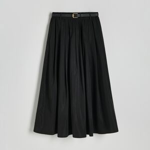 Reserved - Midi sukně s páskem - Černý