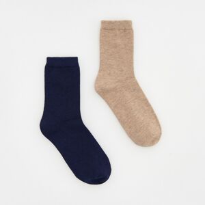 Reserved - Sada 2 párů ponožek s vysokým podílem bavlny - Béžová