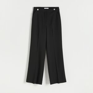 Reserved - Elegantní kalhoty s nažehlenými puky - Černý