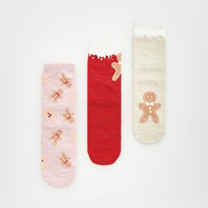 Reserved - Vánoční ponožky s výpustky 3 pack - Červená