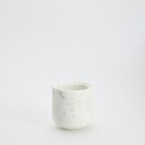Reserved - Malý mramorový obal na květináč - Bílá