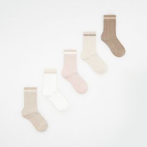 Reserved - Ponožky s příměsí metalické příze - Krémová