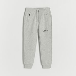 Reserved - Bavlněné kalhoty joggers s kapsami - Světle šedá