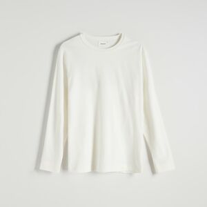 Reserved - Bavlněné tričko s dlouhými rukávy - Krémová
