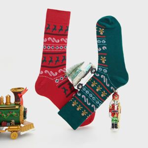 Reserved - Sada 2 párů vzorovaných ponožek - Khaki
