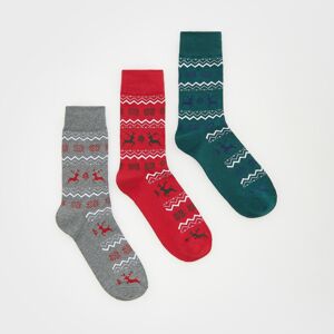 Reserved - 3 pack ponožek s vánočním motivem - Červená