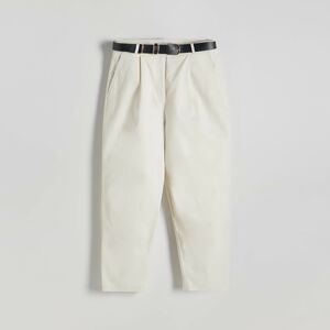 Reserved - Chino kalhoty s páskem - Krémová