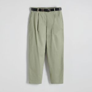 Reserved - Chino kalhoty s páskem - Zelená