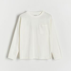 Reserved - Oversize tričko s dlouhým rukávem s kapsou - Krémová