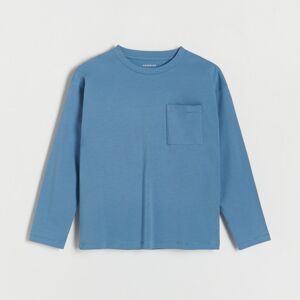 Reserved - Oversize tričko s dlouhým rukávem s kapsou - Modrá