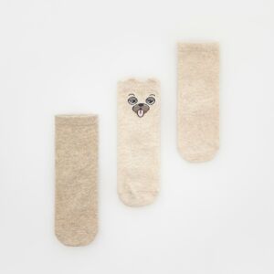 Reserved - Sada 3 párů protiskluzových ponožek - Béžová